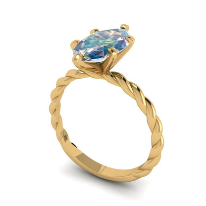 2 cttw Blue Moissanite Solitaire  Engagement Ring - Solid Gold (Marquise Cut,12x6mm )