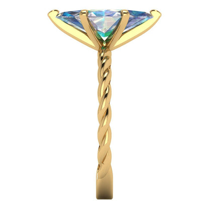 2 cttw Blue Moissanite Solitaire  Engagement Ring - Solid Gold (Marquise Cut,12x6mm )