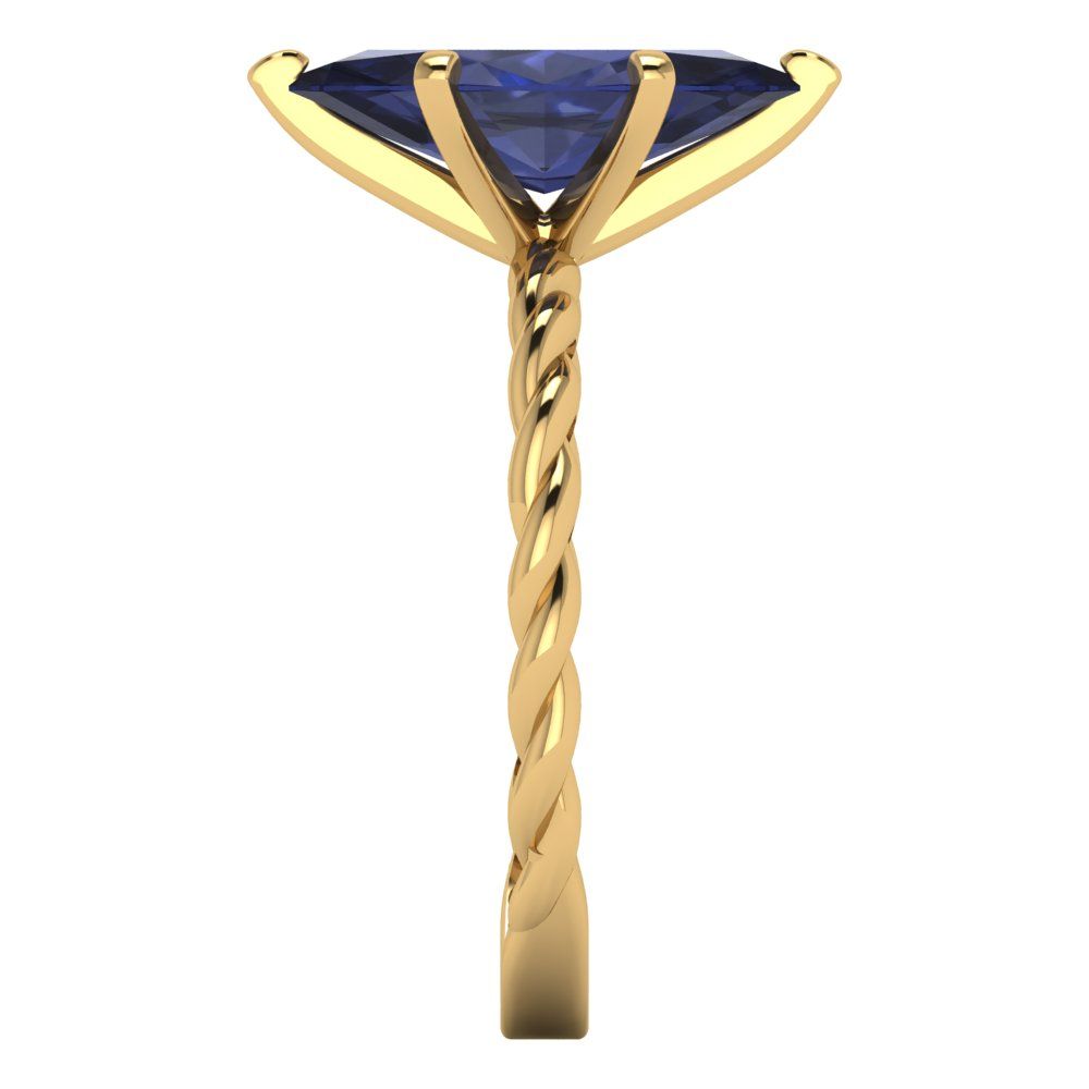 2 cttw Simulated Blue Sapphire Solitaire  Engagement Ring - Solid Gold (Marquise Cut,12x6mm )