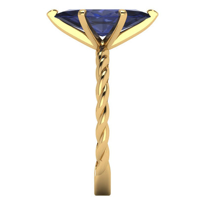 2 cttw Simulated Blue Sapphire Solitaire  Engagement Ring - Solid Gold (Marquise Cut,12x6mm )