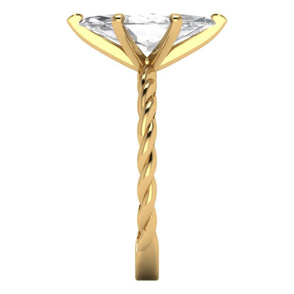 2 cttw Certified Moissanite Solitaire  Engagement Ring - Solid Gold (VVS1, D-F,Marquise Cut,12x6mm )