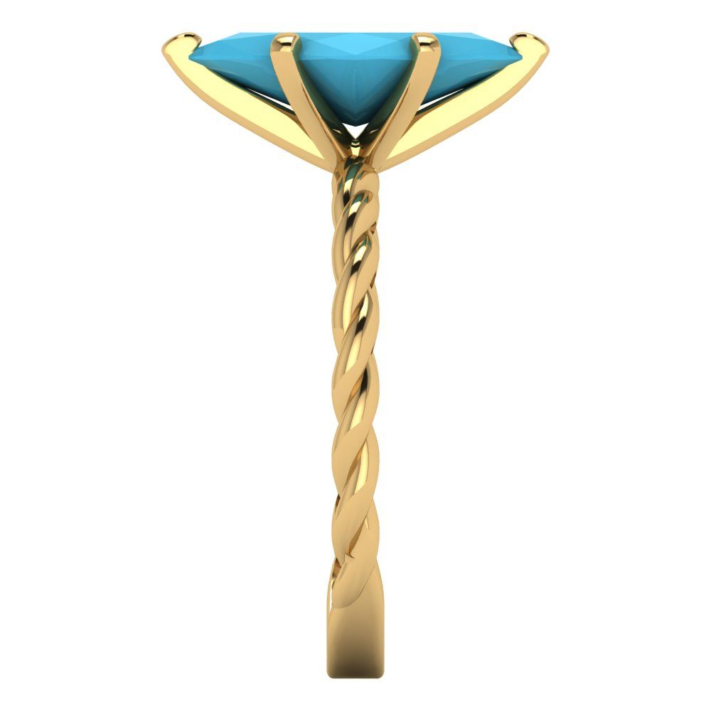 2 cttw Simulated Turquoise Solitaire  Engagement Ring - Solid Gold (Marquise Cut,12x6mm )