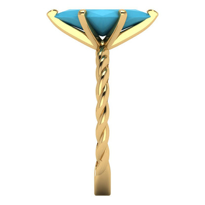 2 cttw Simulated Turquoise Solitaire  Engagement Ring - Solid Gold (Marquise Cut,12x6mm )