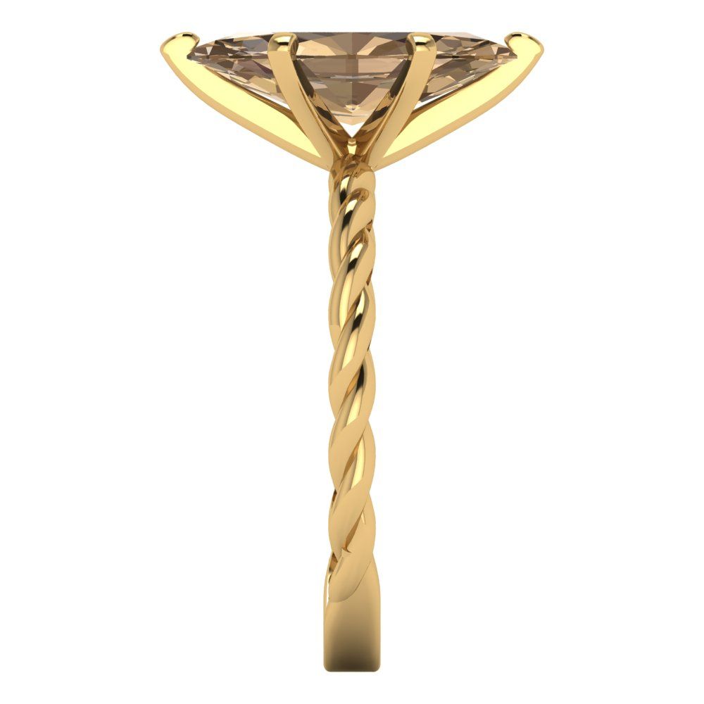 2 cttw Zirconia Simulated Champagne Diamond Solitaire  Engagement Ring - Solid Gold (VVS1, Marquise Cut,12x6mm )