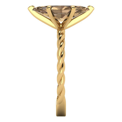 2 cttw Zirconia Simulated Champagne Diamond Solitaire  Engagement Ring - Solid Gold (VVS1, Marquise Cut,12x6mm )