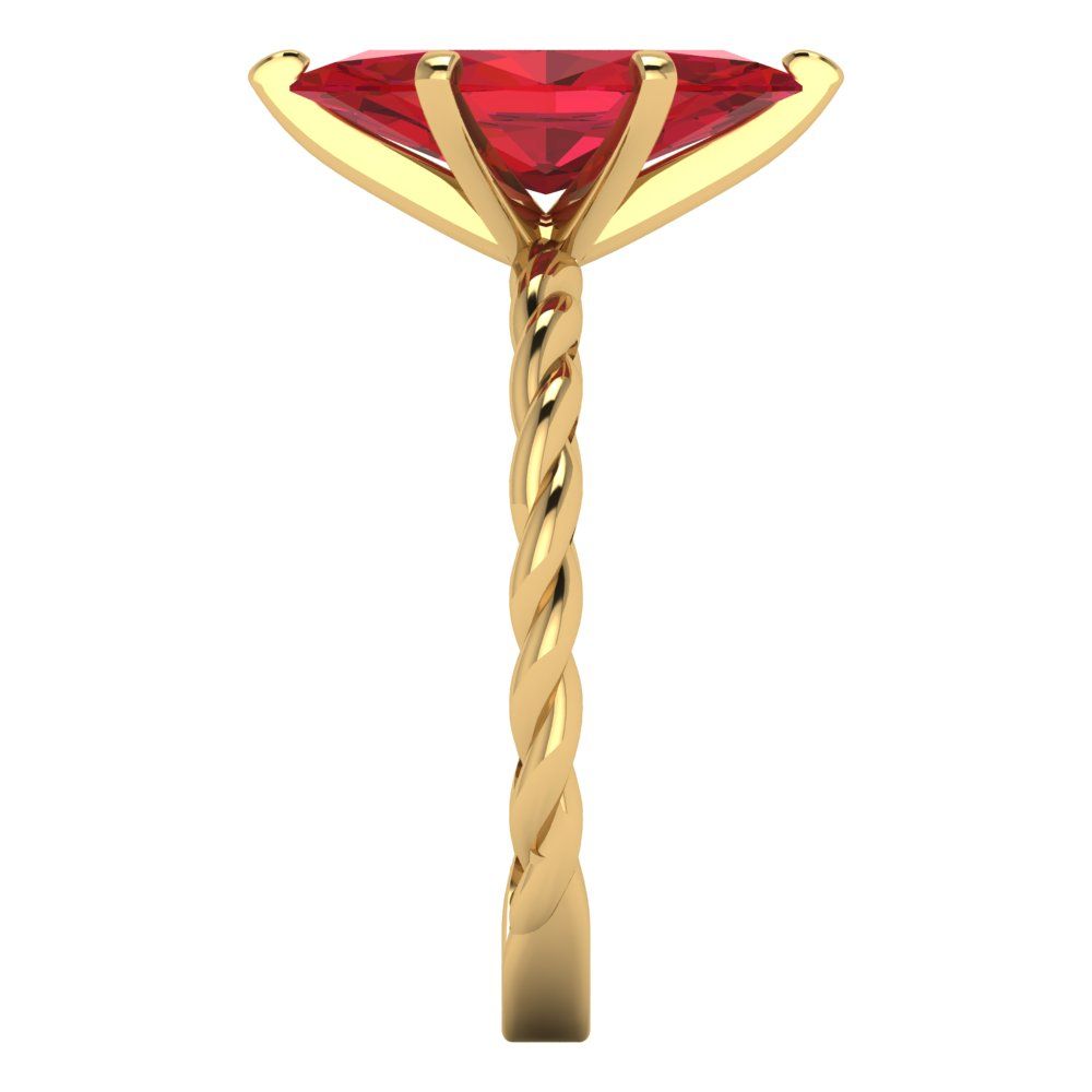 2 cttw Simulated Ruby Solitaire  Engagement Ring - Solid Yellow Gold (VVS1, Marquise Cut,12x6mm )