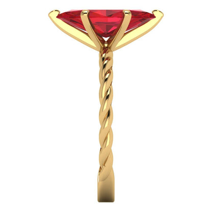 2 cttw Simulated Ruby Solitaire  Engagement Ring - Solid Yellow Gold (VVS1, Marquise Cut,12x6mm )