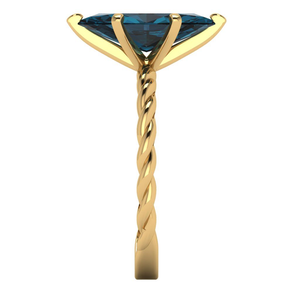 2 cttw Natural London Blue Topaz Solitaire  Engagement Ring - Solid Gold (Marquise Cut,12x6mm )