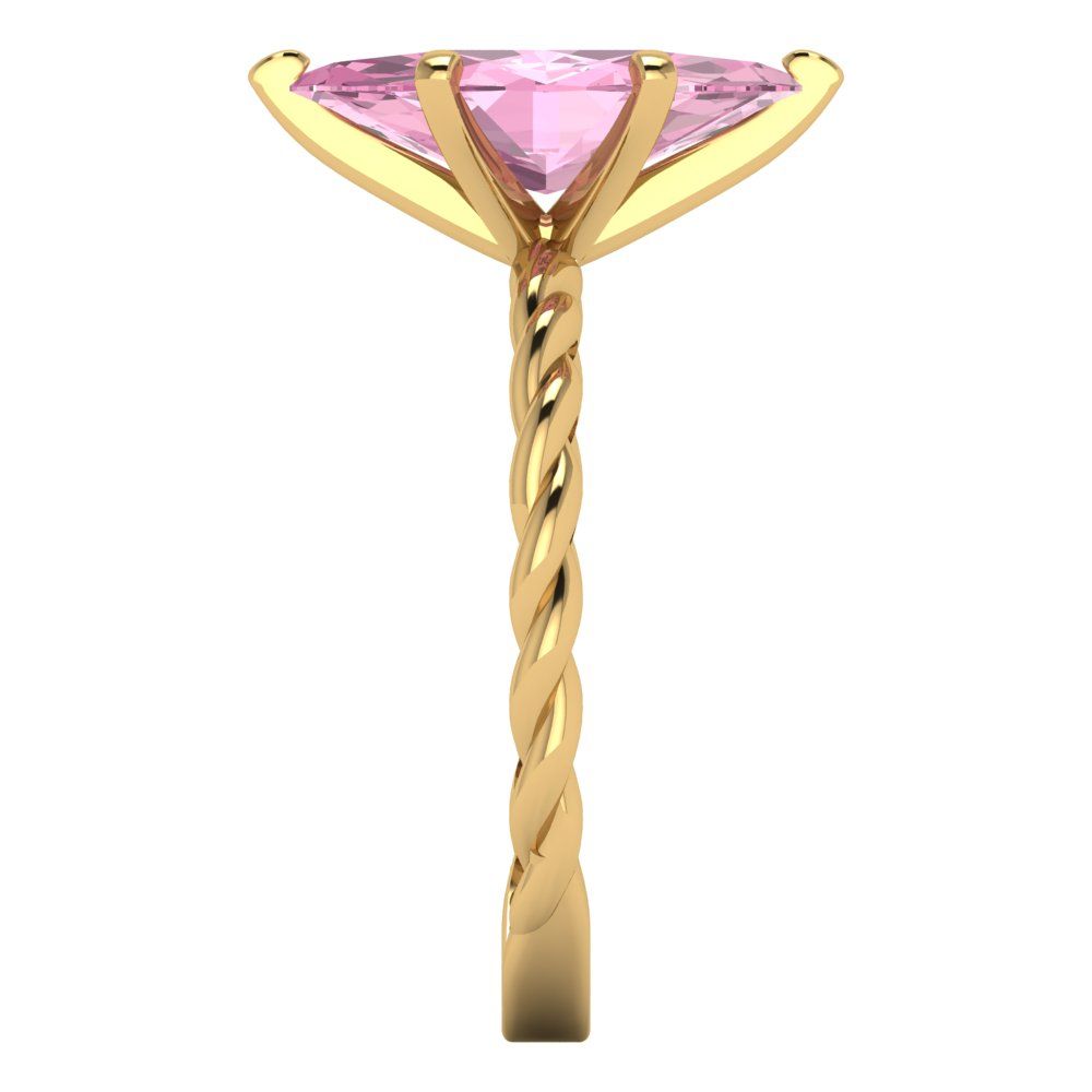 2 cttw Zirconia Simulated Pink Diamond Solitaire  Engagement Ring - Solid Gold (VVS1, Marquise Cut,12x6mm )