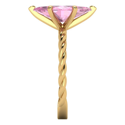 2 cttw Zirconia Simulated Pink Diamond Solitaire  Engagement Ring - Solid Gold (VVS1, Marquise Cut,12x6mm )