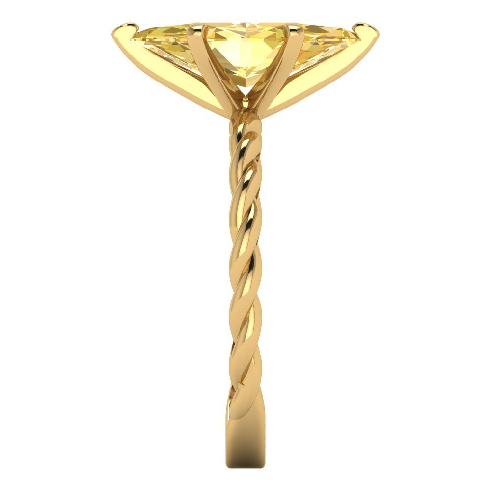 2 cttw Zirconia Simulated Yellow Diamond Solitaire  Engagement Ring - Solid Gold (VVS1, Marquise Cut,12x6mm )