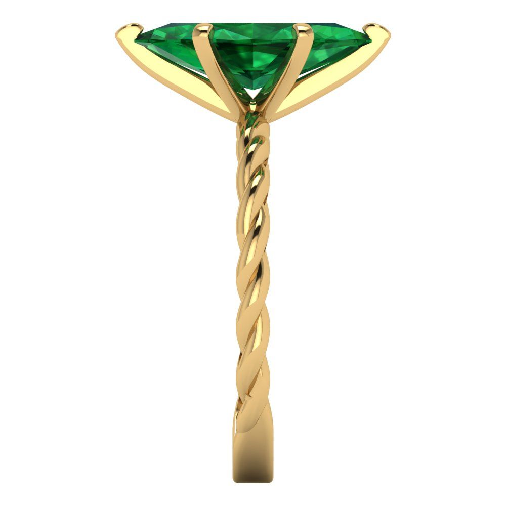 2 cttw Simulated Emerald Solitaire  Engagement Ring - Solid Gold (Marquise Cut,12x6mm )