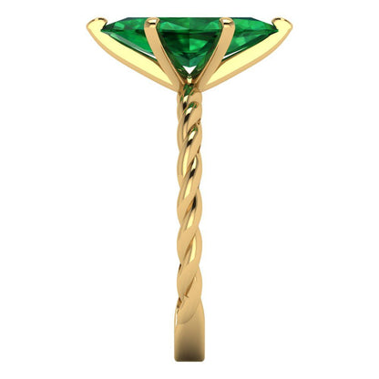 2 cttw Simulated Emerald Solitaire  Engagement Ring - Solid Gold (Marquise Cut,12x6mm )