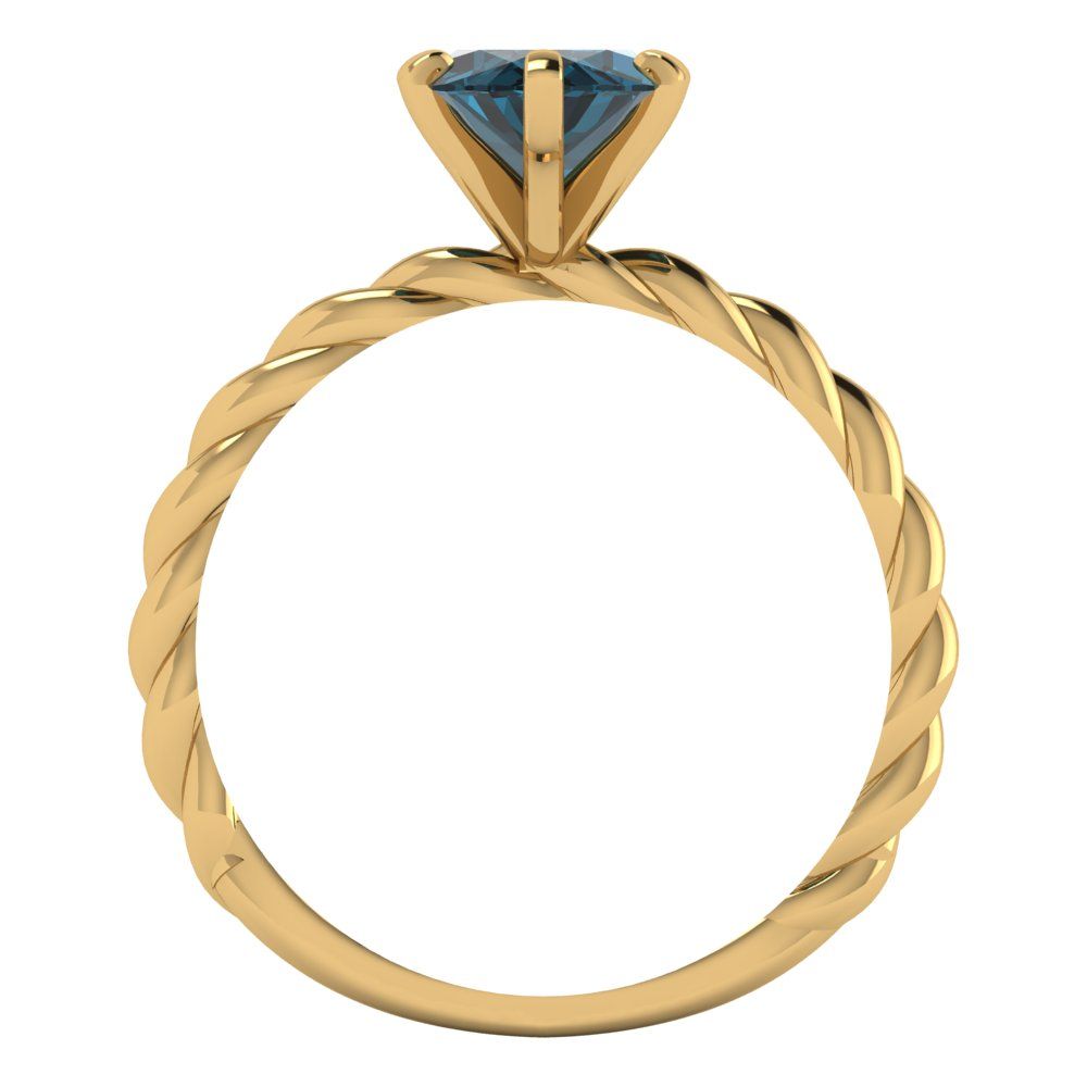 2 cttw Natural London Blue Topaz Solitaire  Engagement Ring - Solid Gold (Marquise Cut,12x6mm )