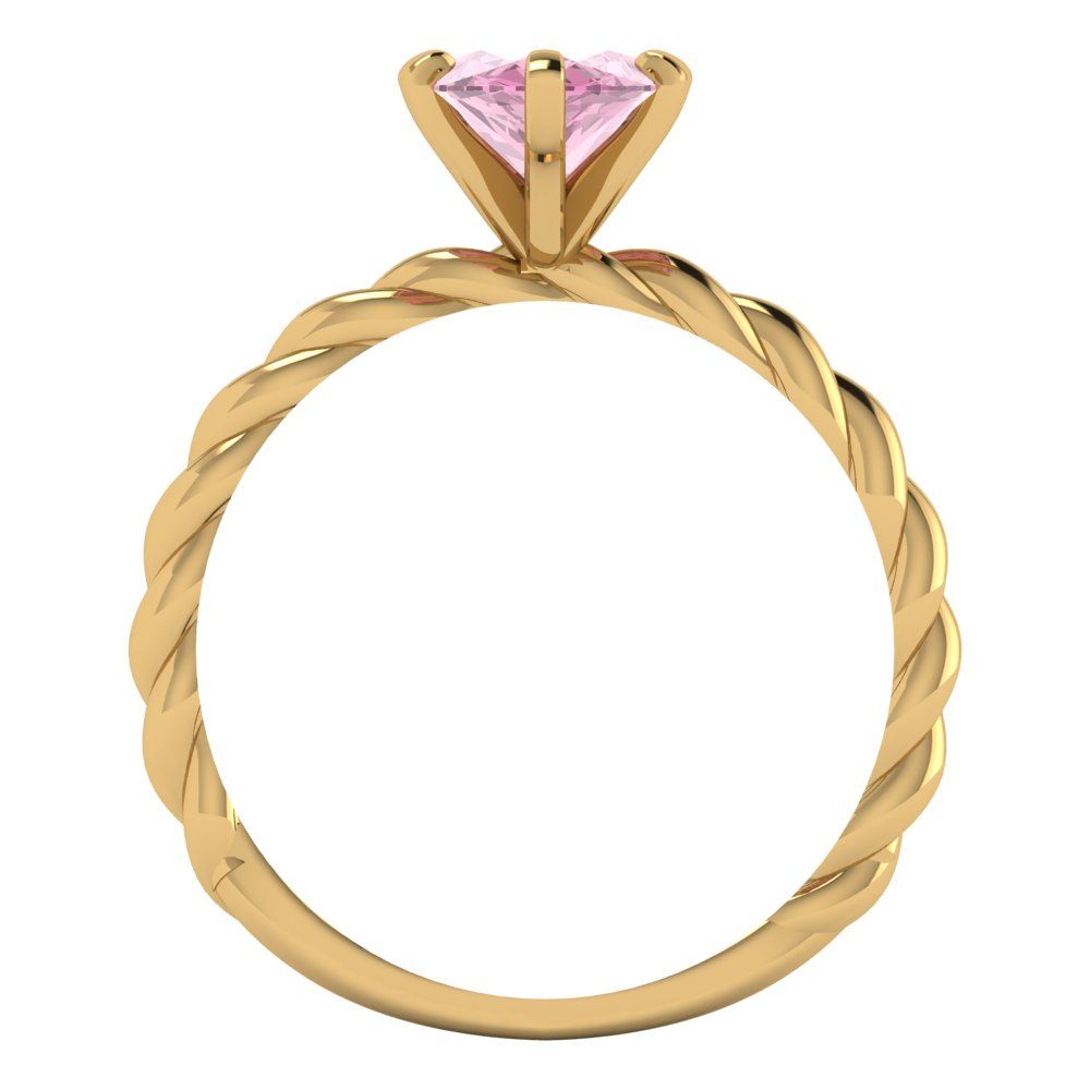 2 cttw Zirconia Simulated Pink Diamond Solitaire  Engagement Ring - Solid Gold (VVS1, Marquise Cut,12x6mm )