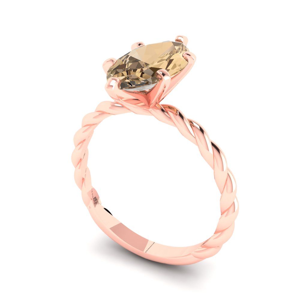 2 cttw Zirconia Simulated Champagne Diamond Solitaire  Engagement Ring - Solid Gold (VVS1, Marquise Cut,12x6mm )