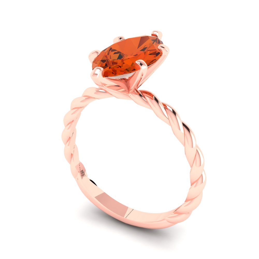 2 cttw Zirconia Simulated Red Diamond Solitaire  Engagement Ring - Solid Gold (VVS1, Marquise Cut,12x6mm )