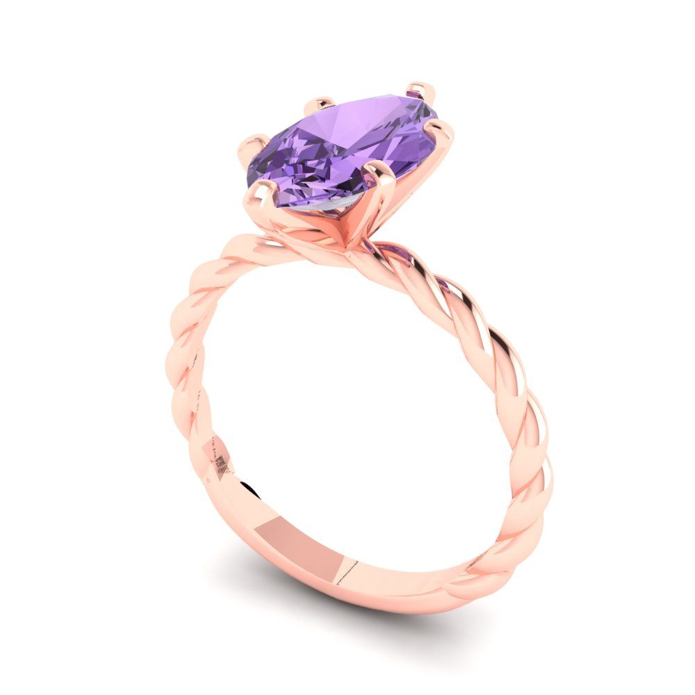 2 cttw Simulated Alexandrite Solitaire  Engagement Ring - Solid Gold (Marquise Cut,12x6mm )