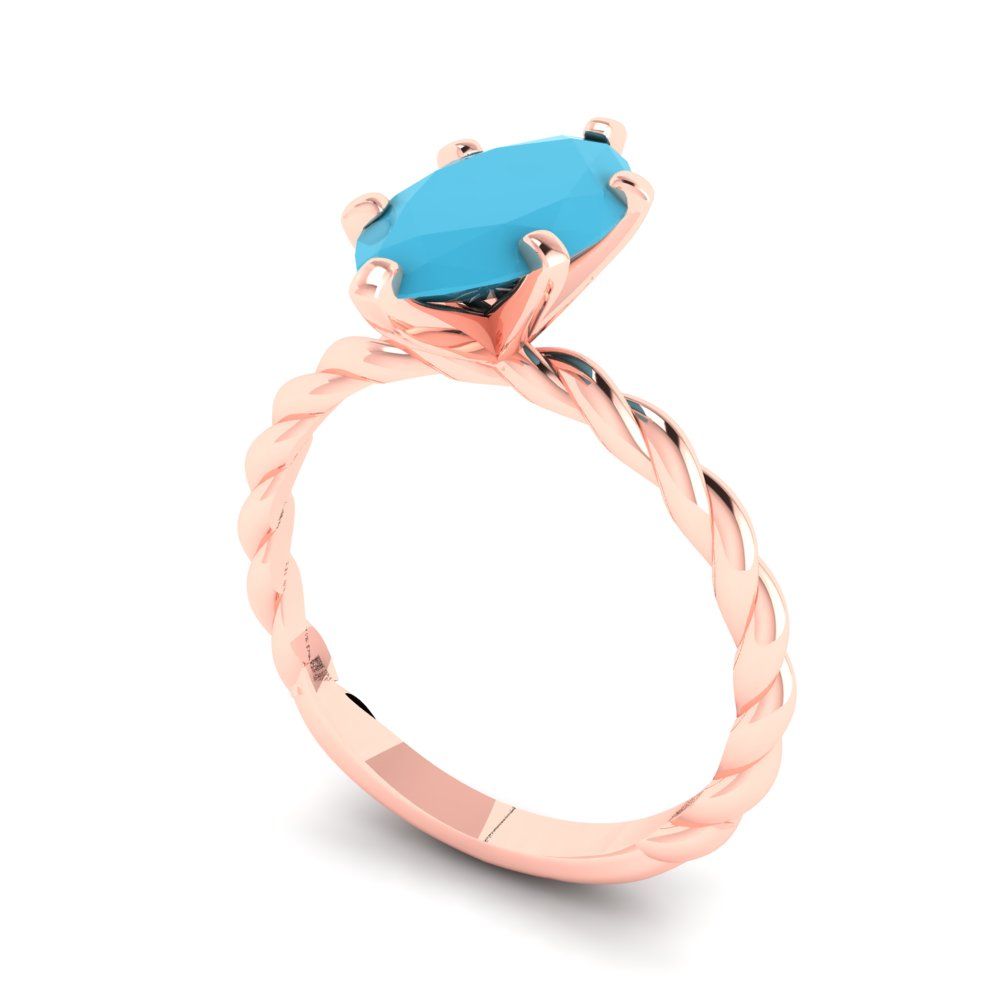 2 cttw Simulated Turquoise Solitaire  Engagement Ring - Solid Gold (Marquise Cut,12x6mm )