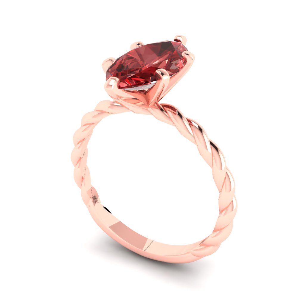 2 cttw Natural Garnet Solitaire  Engagement Ring - Solid Gold (Marquise Cut,12x6mm )