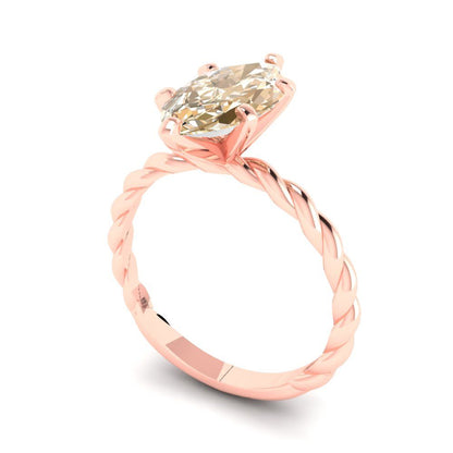 2 cttw Natural Morganite Solitaire  Engagement Ring - Solid Gold (Marquise Cut,12x6mm )
