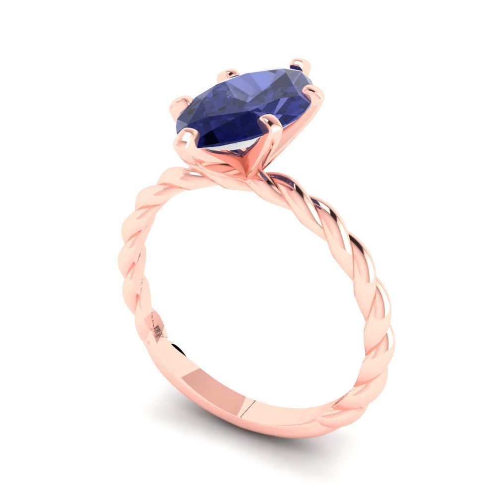2 cttw Simulated Tanzanite Solitaire  Engagement Ring - Solid Gold (Marquise Cut,12x6mm )