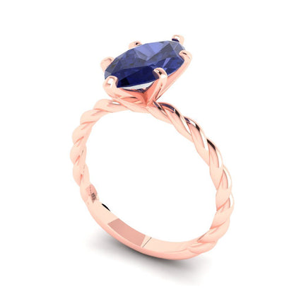 2 cttw Simulated Tanzanite Solitaire  Engagement Ring - Solid Gold (Marquise Cut,12x6mm )