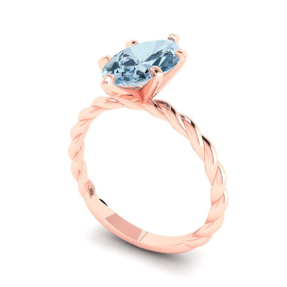 2 cttw Zirconia Simulated Blue Diamond Solitaire  Engagement Ring - Solid Gold (VVS1, Marquise Cut,12x6mm )
