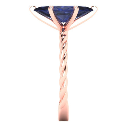 2 cttw Simulated Blue Sapphire Solitaire  Engagement Ring - Solid Gold (Marquise Cut,12x6mm )