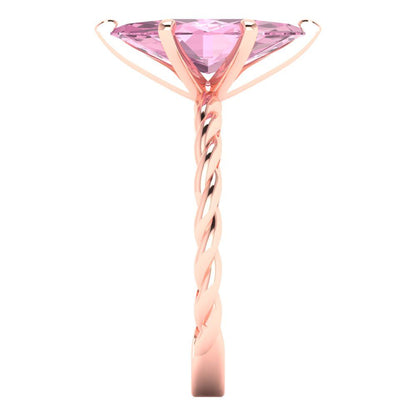 2 cttw Zirconia Simulated Pink Diamond Solitaire  Engagement Ring - Solid Gold (VVS1, Marquise Cut,12x6mm )