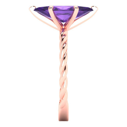 2 cttw Natural Amethyst Solitaire  Engagement Ring - Solid Gold (Marquise Cut,12x6mm )