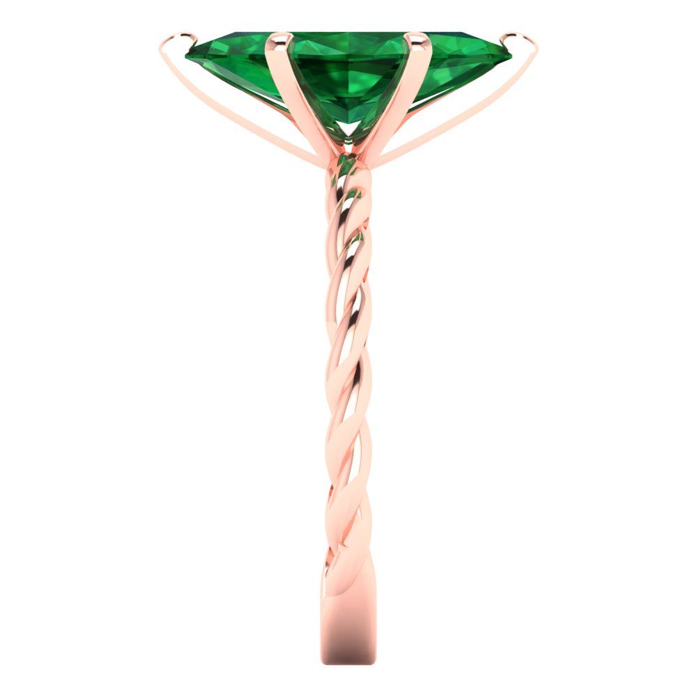 2 cttw Simulated Emerald Solitaire  Engagement Ring - Solid Gold (Marquise Cut,12x6mm )
