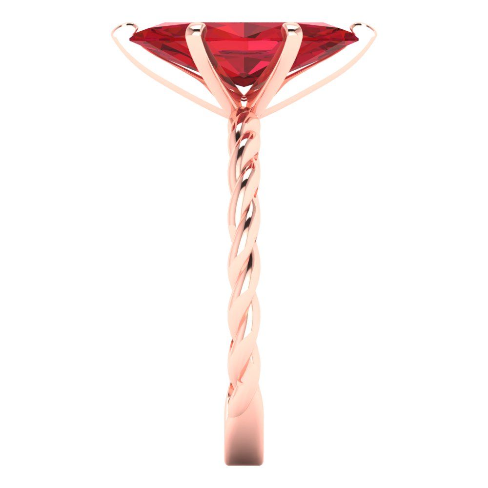 2 cttw Simulated Ruby Solitaire  Engagement Ring - Solid Rose Gold (VVS1, Marquise Cut,12x6mm )