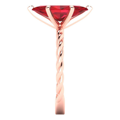 2 cttw Simulated Ruby Solitaire  Engagement Ring - Solid Rose Gold (VVS1, Marquise Cut,12x6mm )