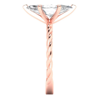 2.0 ct Brilliant Marquise Cut Natural Diamond Stone Clarity VS1-2 Color G-H Rose Gold Solitaire Ring