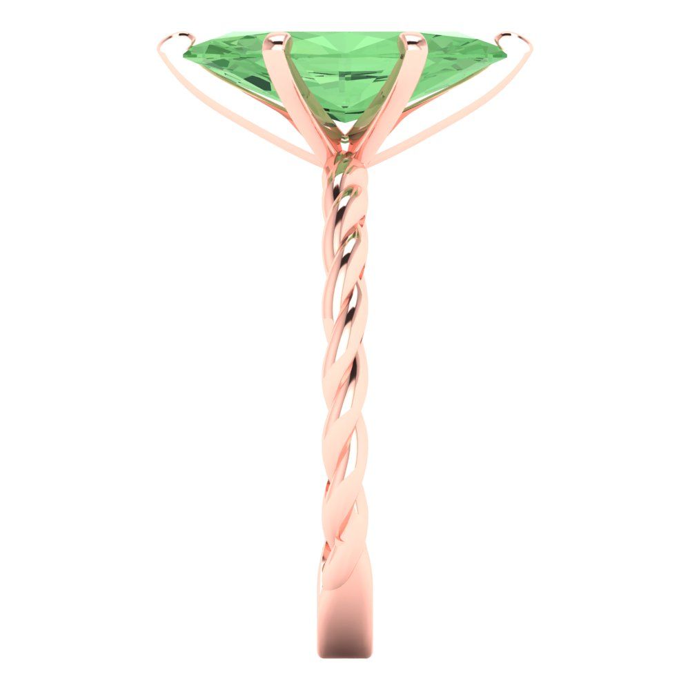 2 cttw Zirconia Simulated Green Diamond Solitaire  Engagement Ring - Solid Gold (VVS1, Marquise Cut,12x6mm )