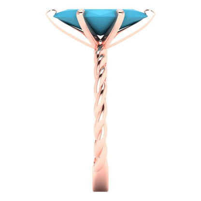 2 cttw Simulated Turquoise Solitaire  Engagement Ring - Solid Gold (Marquise Cut,12x6mm )