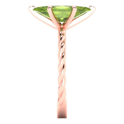 2 cttw Natural Peridot Solitaire  Engagement Ring - Solid Gold (Marquise Cut,12x6mm )