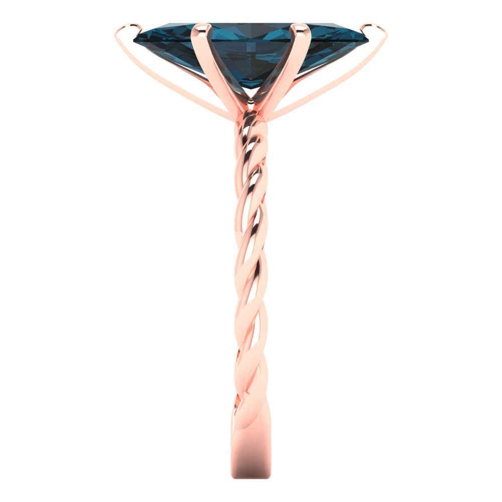 2 cttw Natural London Blue Topaz Solitaire  Engagement Ring - Solid Gold (Marquise Cut,12x6mm )