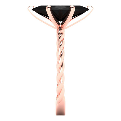 2 cttw Natural Onyx Solitaire  Engagement Ring - Solid Gold (Marquise Cut,12x6mm )