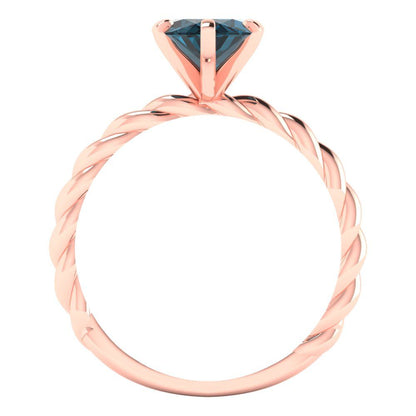 2 cttw Natural London Blue Topaz Solitaire  Engagement Ring - Solid Gold (Marquise Cut,12x6mm )