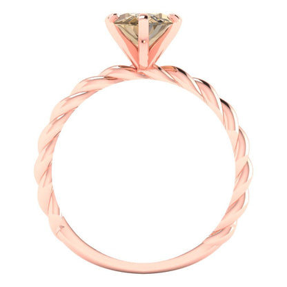 2 cttw Zirconia Simulated Champagne Diamond Solitaire  Engagement Ring - Solid Gold (VVS1, Marquise Cut,12x6mm )