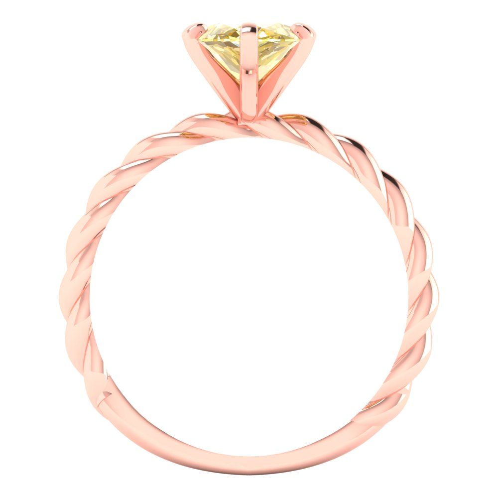 2 cttw Zirconia Simulated Yellow Diamond Solitaire  Engagement Ring - Solid Gold (VVS1, Marquise Cut,12x6mm )