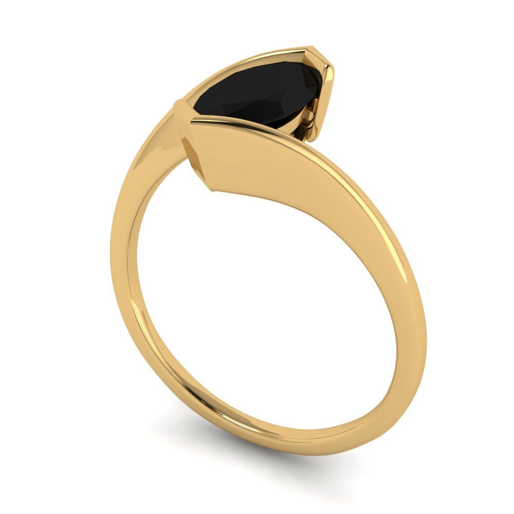 2 cttw Natural Onyx Solitaire  Engagement Ring - Solid Yellow Gold (VVS1, Marquise Cut,12x6mm )