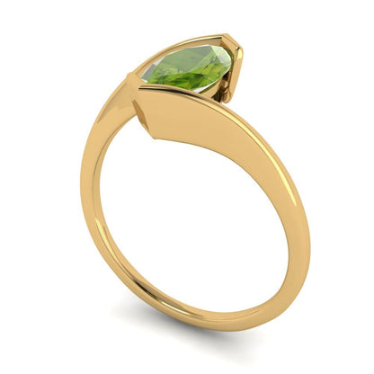 2 cttw Natural Peridot Solitaire  Engagement Ring - Solid Yellow Gold (VVS1, Marquise Cut,12x6mm )