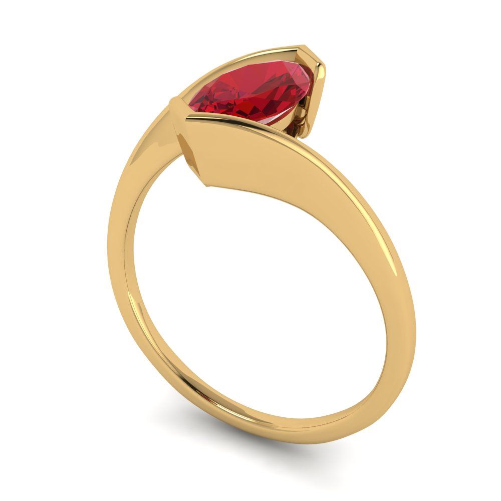 2 cttw Simulated Ruby Solitaire  Engagement Ring - Solid Yellow Gold (VVS1, Marquise Cut,12x6mm )