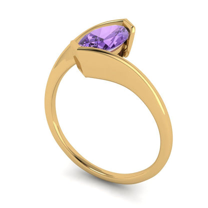 2 cttw Simulated Alexandrite Solitaire  Engagement Ring - Solid Yellow Gold (VVS1, Marquise Cut,12x6mm )