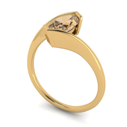 2 cttw Zirconia Simulated Champagne Diamond Solitaire  Engagement Ring - Solid Yellow Gold (VVS1, Marquise Cut,12x6mm )