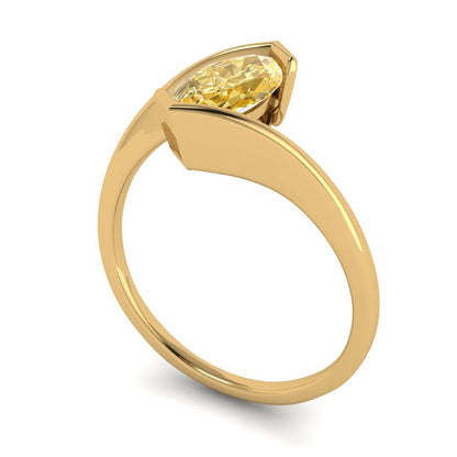 2 cttw Natural Citrine Solitaire  Engagement Ring - Solid Yellow Gold (VVS1, Marquise Cut,12x6mm )