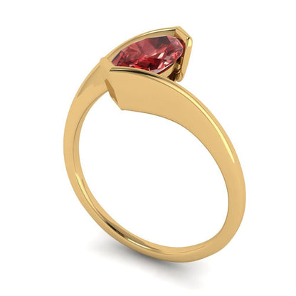 2 cttw Natural Garnet Solitaire  Engagement Ring - Solid Yellow Gold (VVS1, Marquise Cut,12x6mm )
